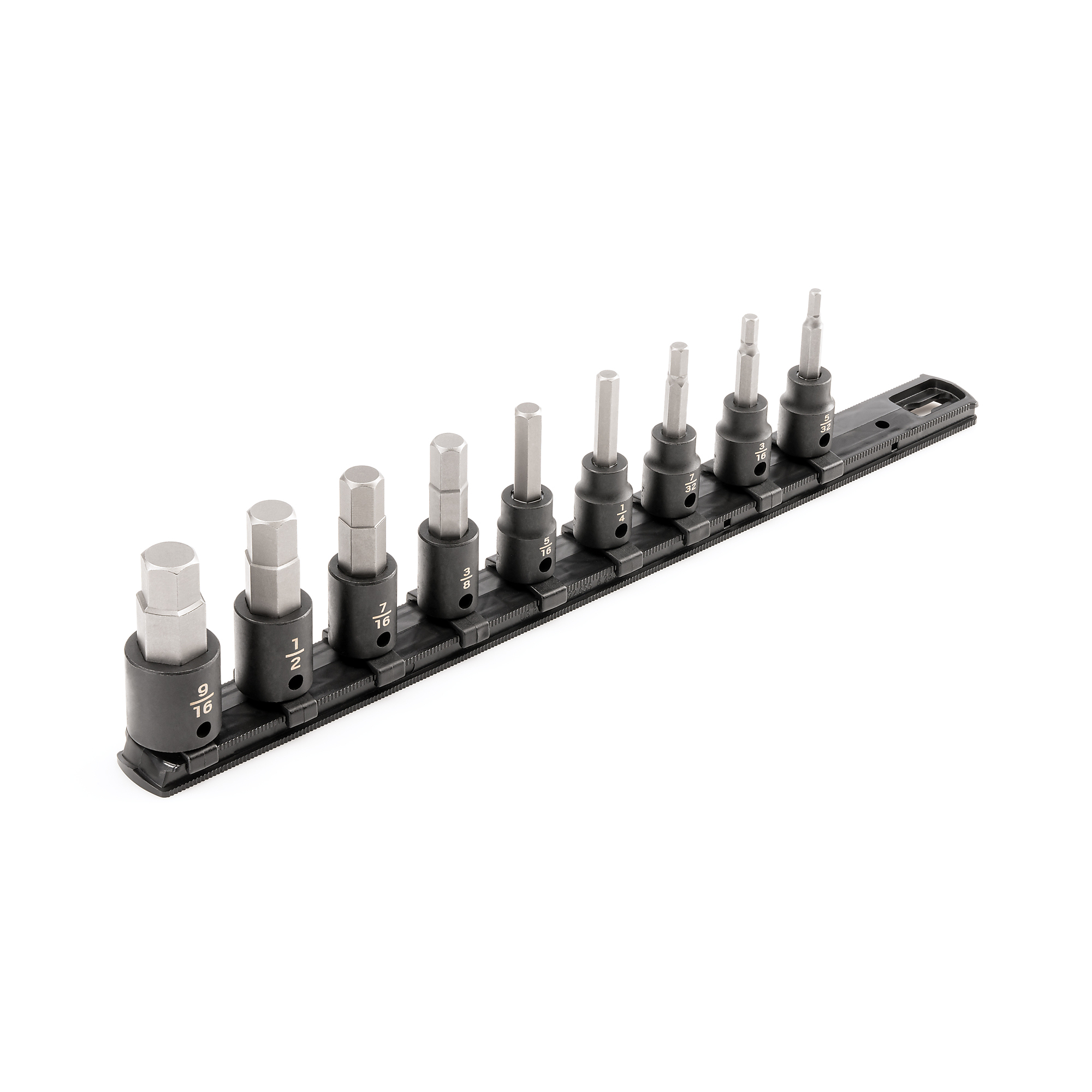 TEKTON 3/8 Inch Drive Hex Impact Bit Socket Set with Rail, 9-Piece (5/32-9/16 in.) | SIB91101
